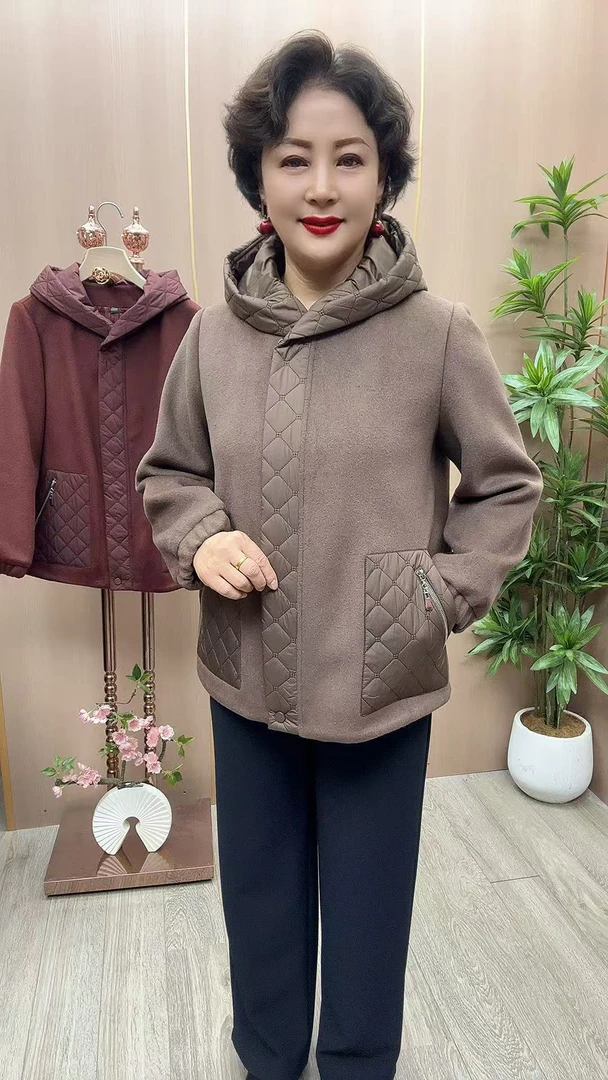 CF#25-31  衣长67 中老年女装 秋季新款加厚纯色休闲外套