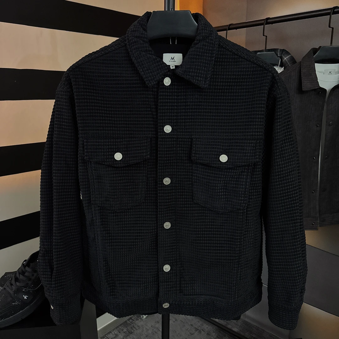 「one day」秋冬新款男士高级感痞帅短款翻领夹克外套