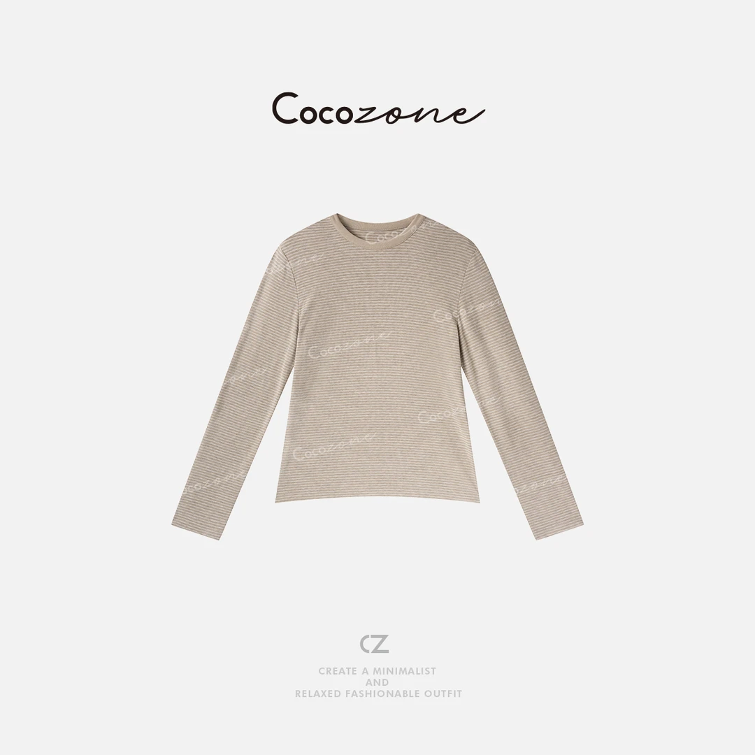 COCO ZONE 刘一一  圆领柔和条纹温暖舒适风长袖T恤 CD1A1187