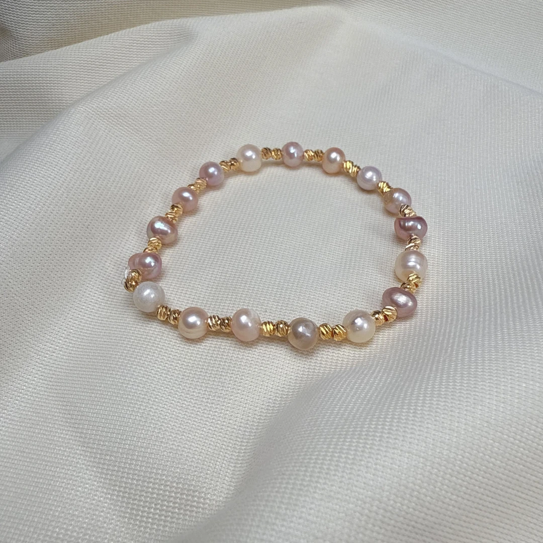 【彩霞】约5-7mm淡水无核珍珠手链（异形）百搭珍珠手链  DSL00569-1