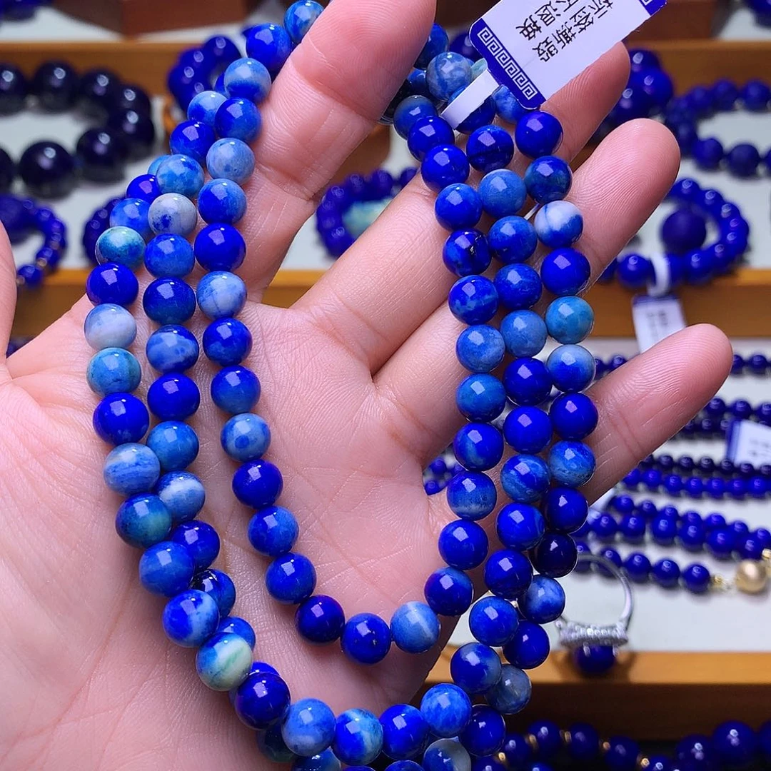 青金石未镶嵌手串7.2m收藏级妖王色系玉化料108佛珠5680