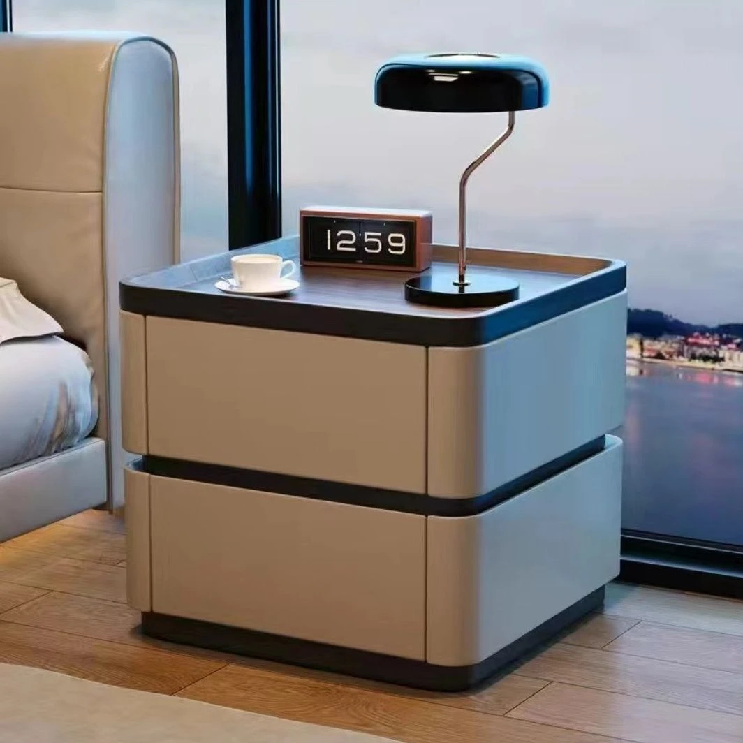 2025轻奢整装实木床头柜带锁简约现代家用卧室意式极简收纳柜