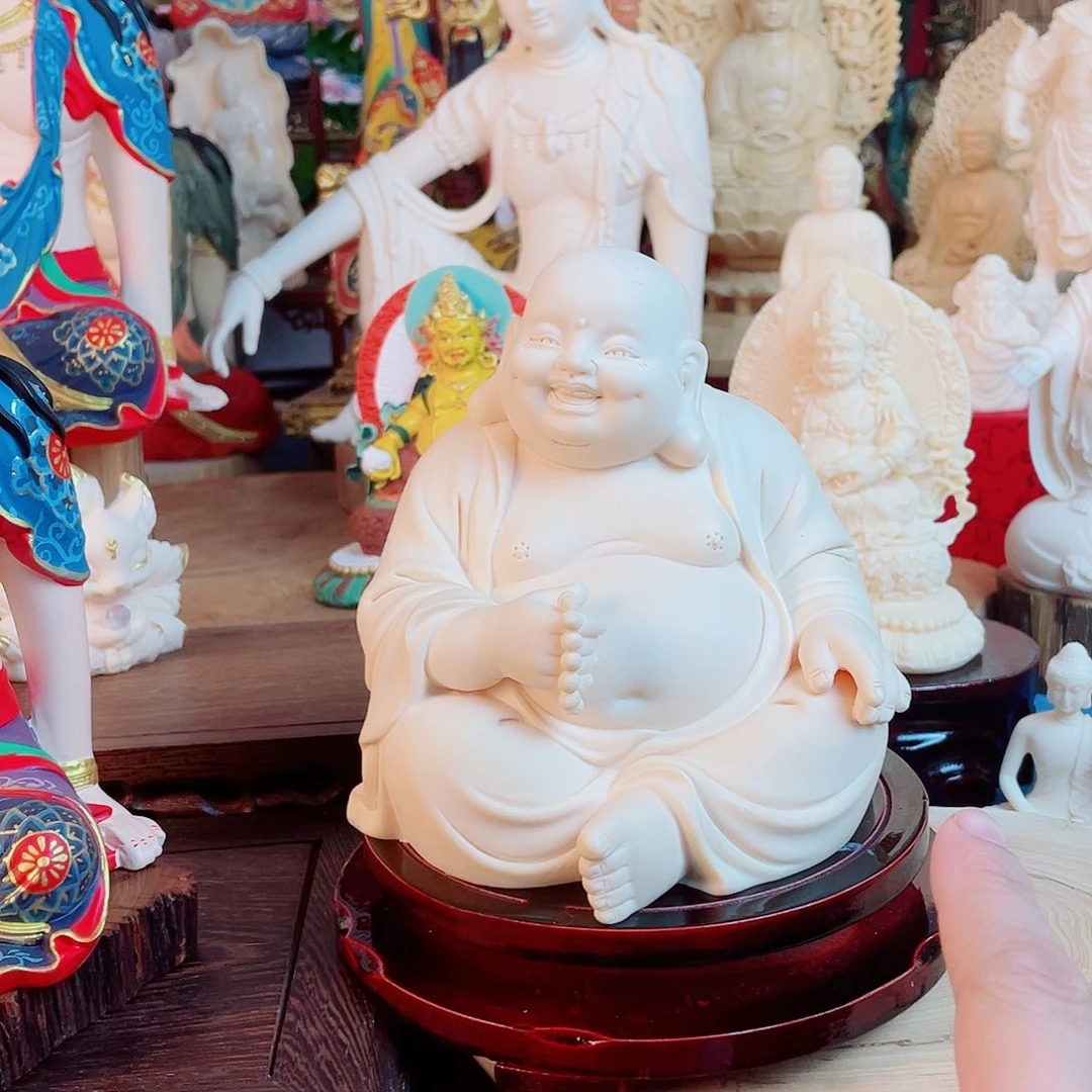 站***操石材弥勒笑佛摆件