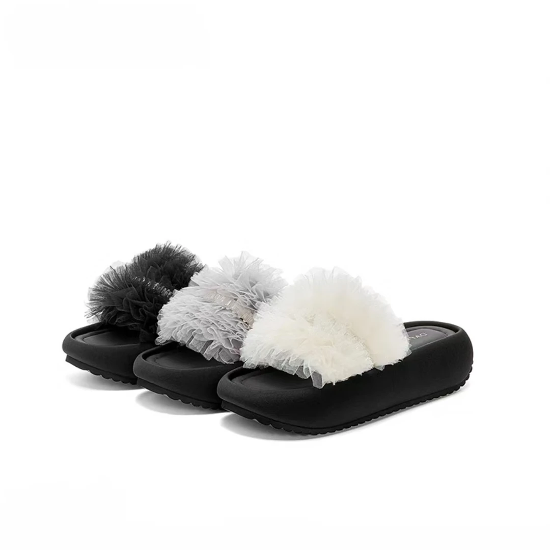 纯色甜美仙女风休闲防滑厚底沙滩凉拖时尚百搭厚底小香风明星同款