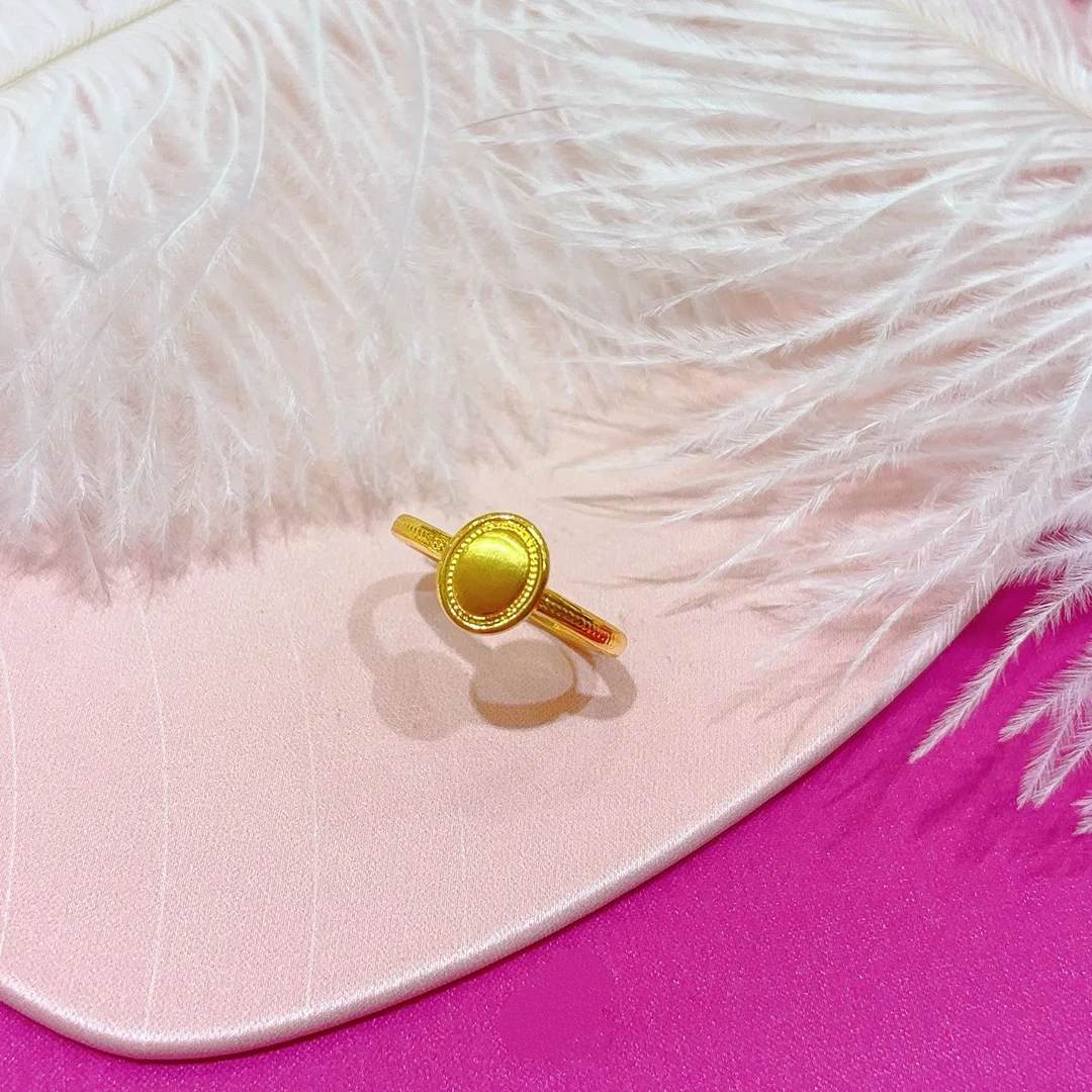 黄金戒指足金999中古鸽子蛋拉丝哑光高级5D工艺戒指