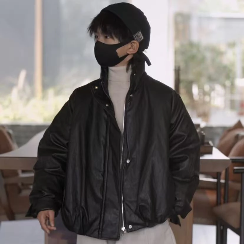 刘刘妈&亲子装冬季皮衣新款童装棉服韩系高领加厚外套