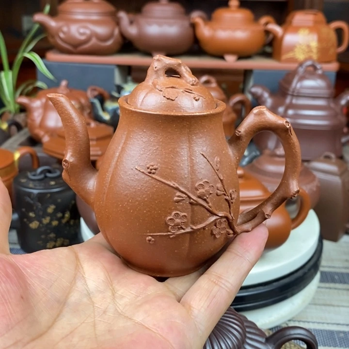 茶壶紫砂傲梅神韵180cc原矿宝山红降坡泥特价