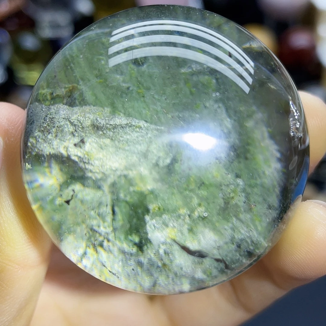 水晶珠宝半成品未镶嵌天然绿幽灵48mm