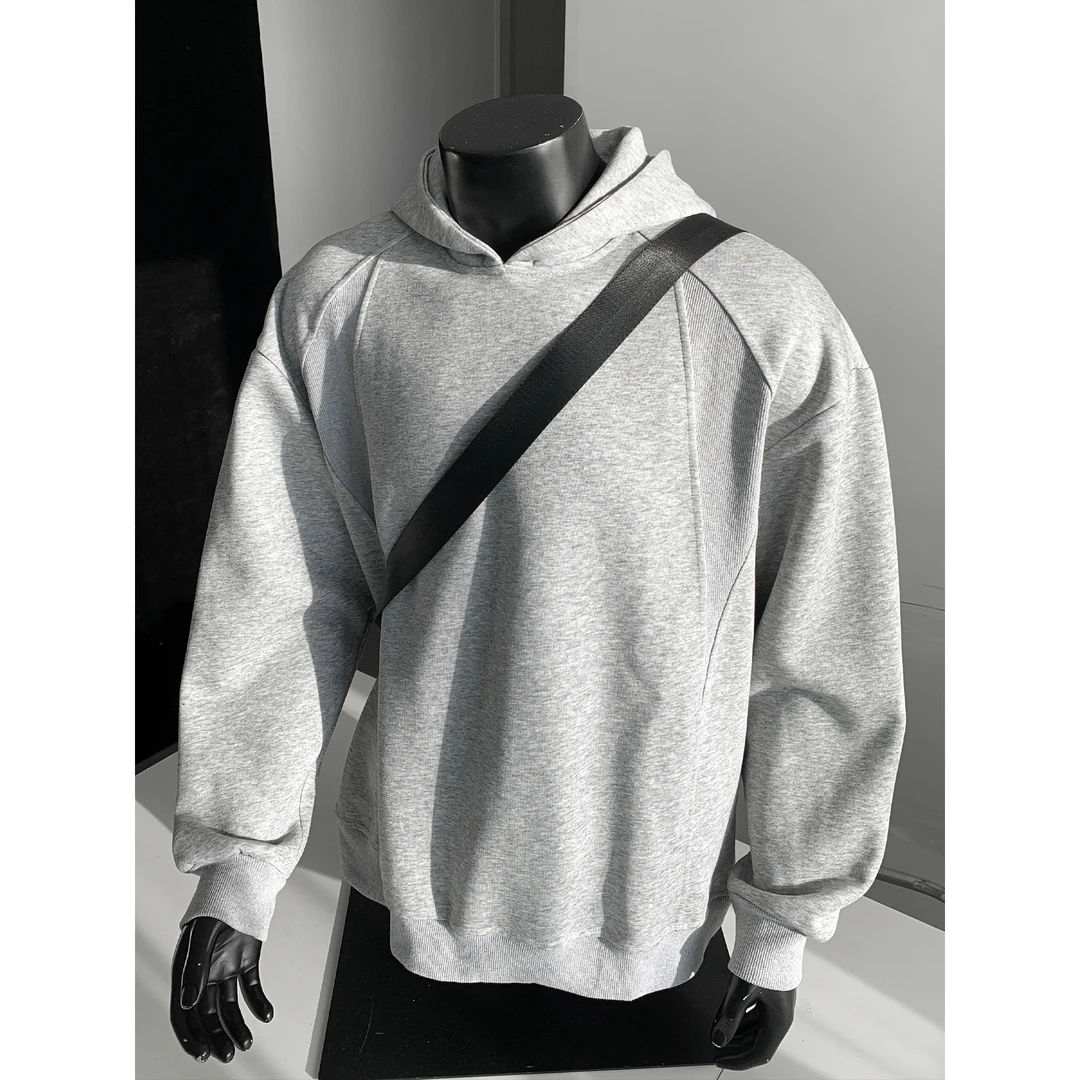 美式高街连帽重磅解构卫衣男士秋季cleanfit潮牌痞帅宽松百搭外套