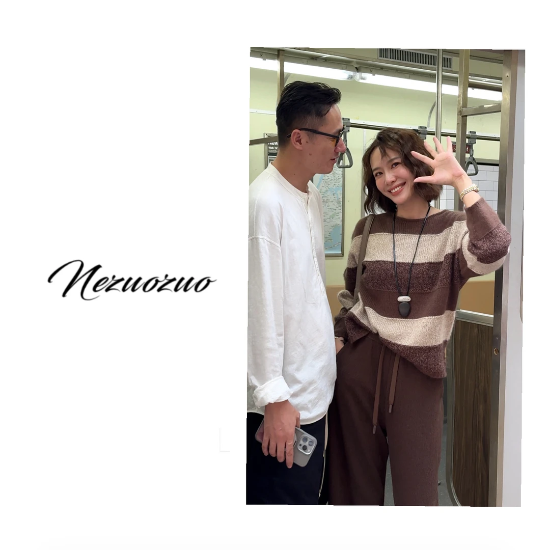 NEZUOZUO【摩卡奶泡】秋冬新款圆领撞色宽条纹羊毛针织衫宽松慵懒感