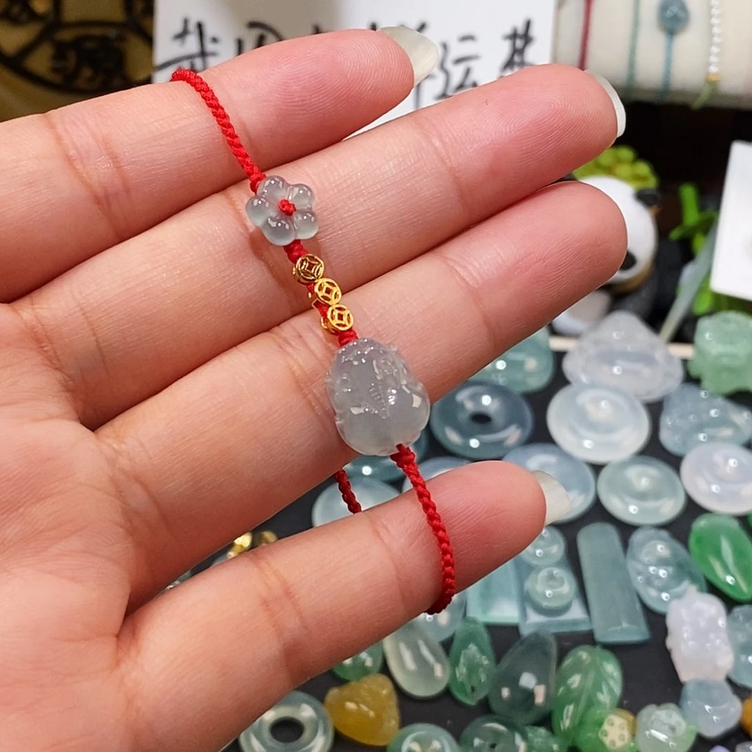 翡翠未镶嵌颈饰貔貅红绳15