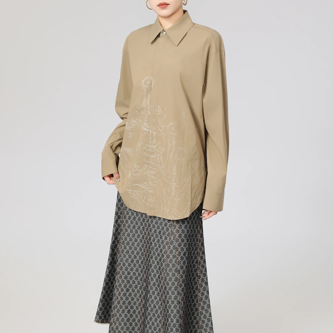 AMASS/阿玛施新款印花衬衣原宿风百搭气质长袖衬衫外套女5300870