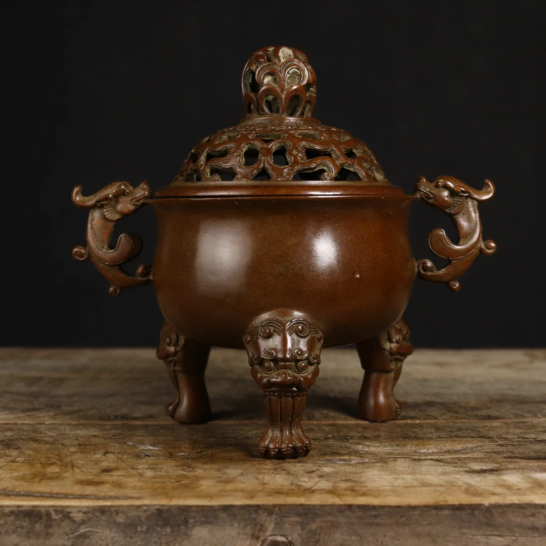 旧藏珍品纯铜仿古三足香薰炉铜炉批发家用文案摆件香炉熏香熏香炉