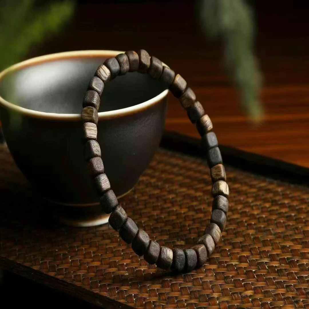 沉香【玄木天香】沉水级6mm方糖珠单圈手串佛珠  多样性发货