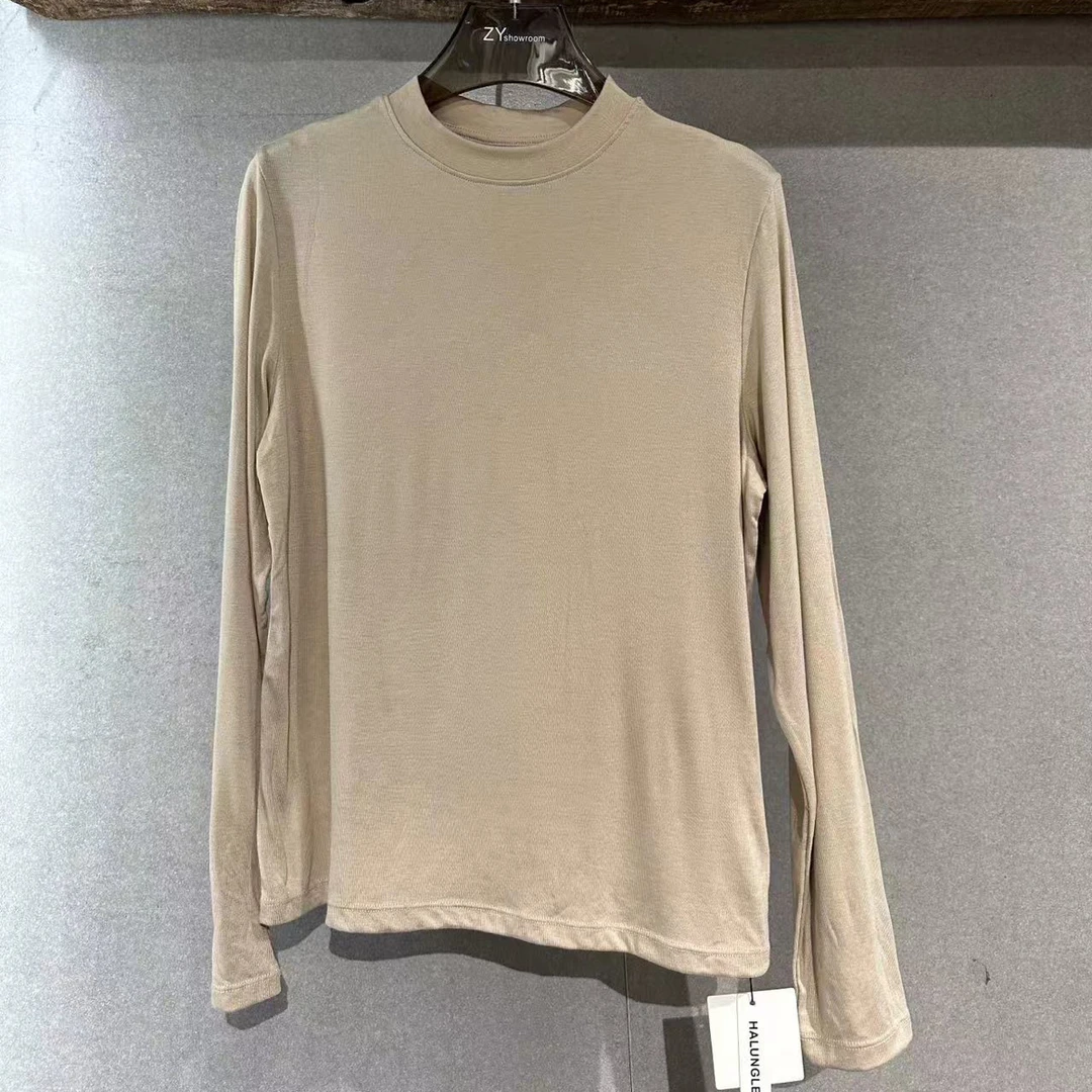 宇姐精选6094 中领长袖时尚百搭修身圆领纯色简约休闲打底衫