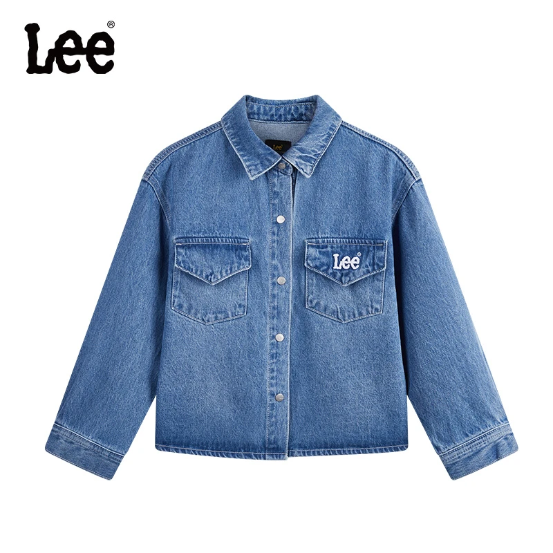 Leekids童装牛仔外套儿童休闲短款夹克宽松百搭经典