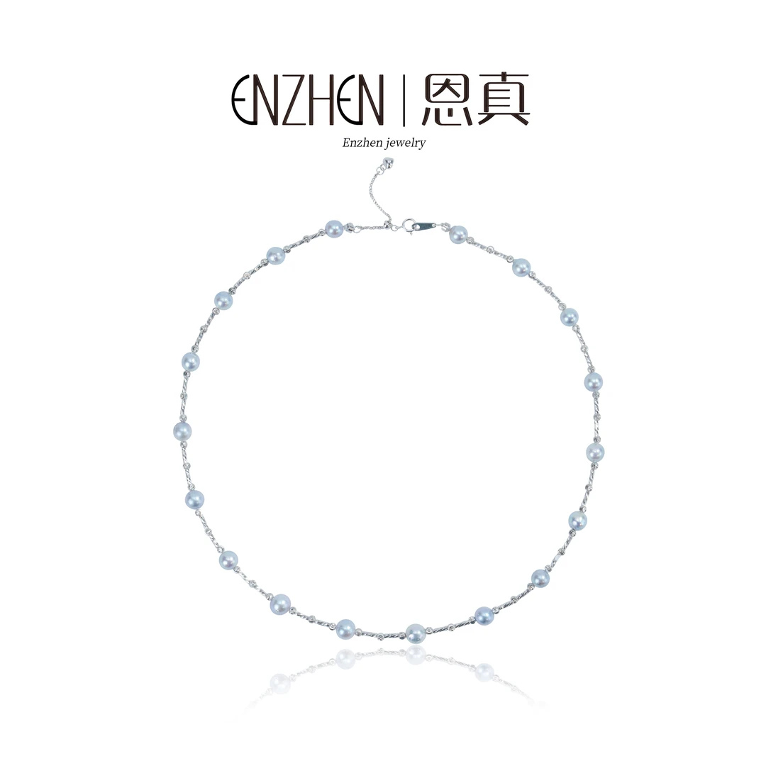 海水珍珠真多银S925麻满天星项链6-7mm-多样性发一