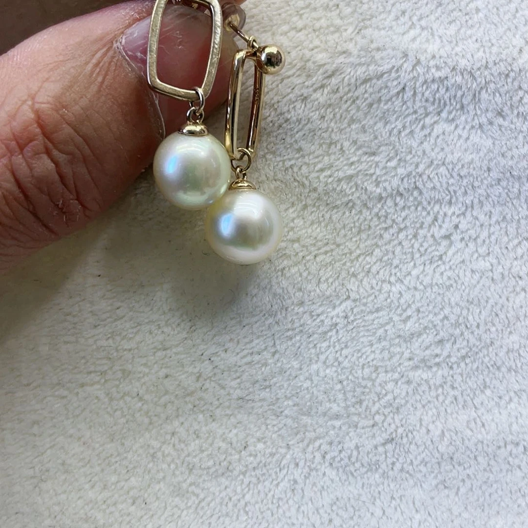 海水珍珠耳饰银S925镶嵌