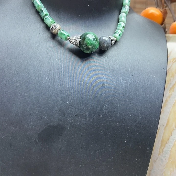 翡翠手串银S925镶嵌翡翠手串项链两用款