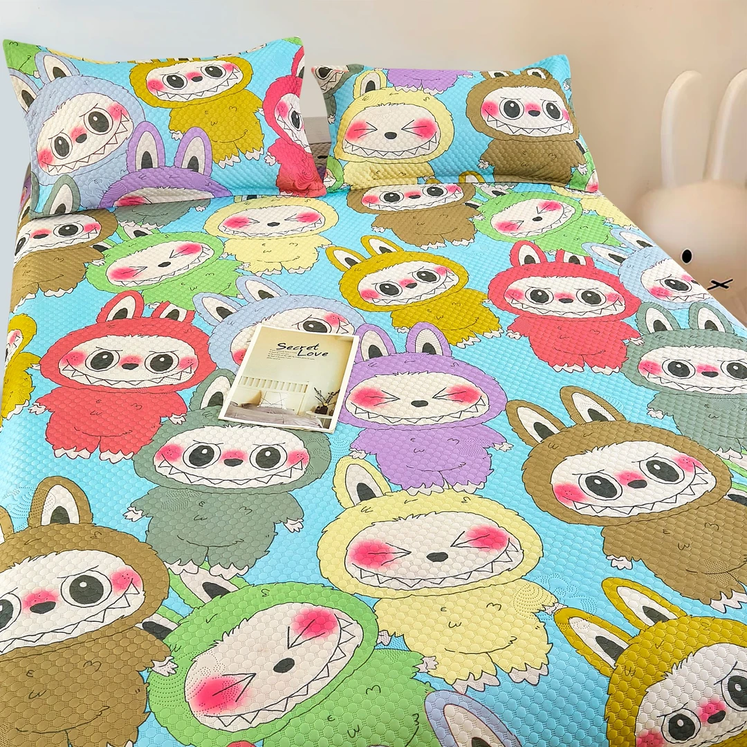 2025爆款A类豆豆卡通床盖加厚四季通用单双人可机洗床盖