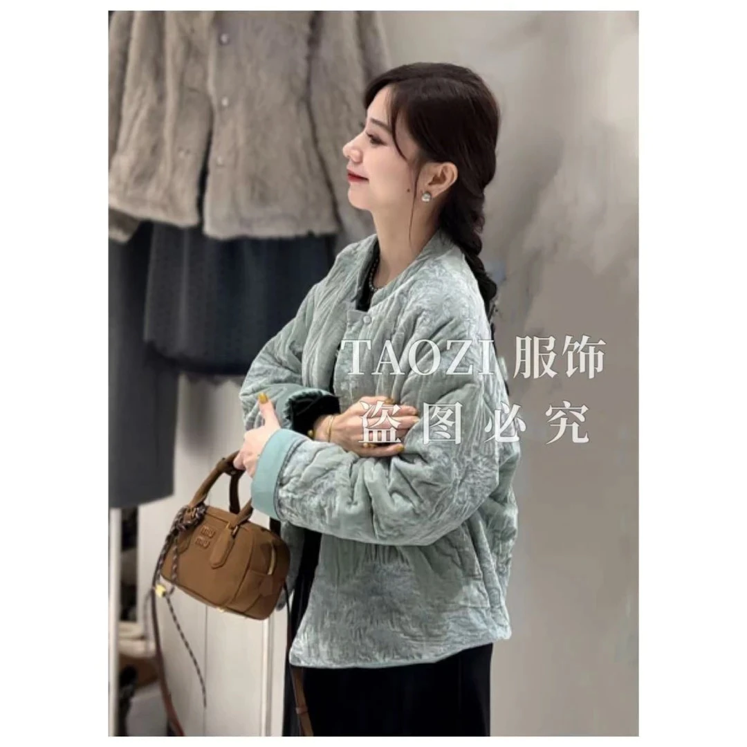 【桃子自制】10511 新中式刺绣丝绒加厚外套