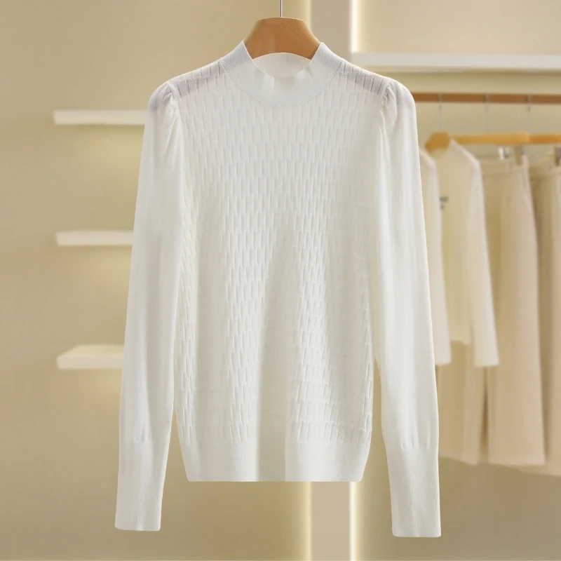 【伍莎-自营】半高领纯色修身针织衫#QBY48M004D