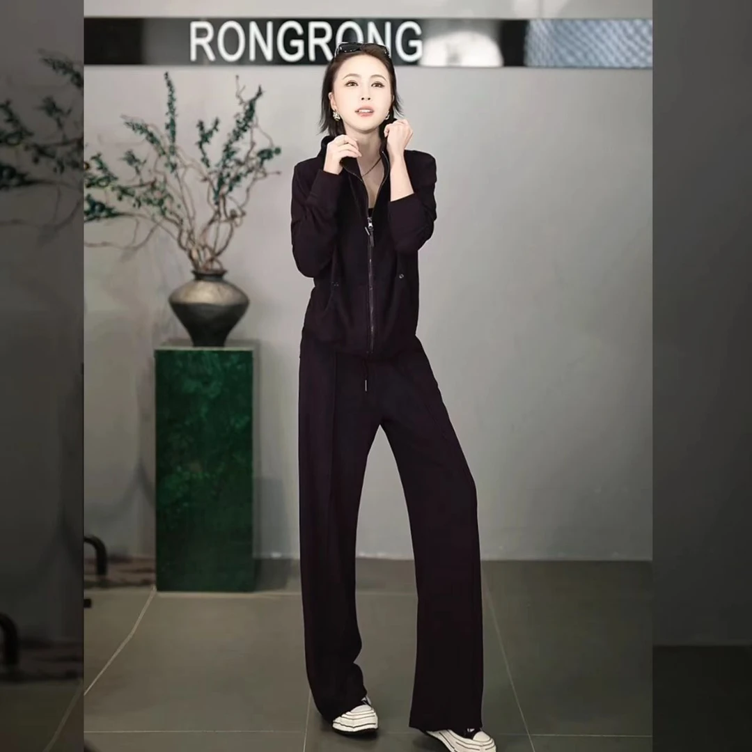 溶溶【乌木藤紫】RONG绵羊毛桑蚕丝双层超柔卫衣卫裤套装25C61531-1