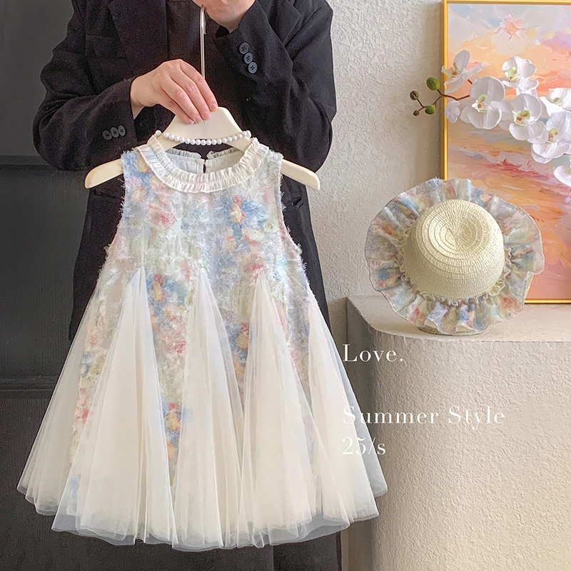 柚小蜜【漫天花海】夏季新款礼服裙花边领tutu裙网纱裙儿童生日礼服
