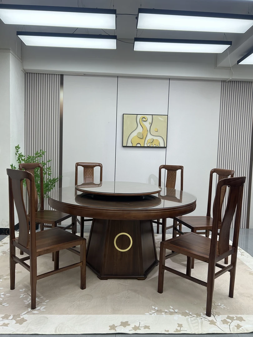 【源头工厂，专属链接】全实木乌金木大圆桌