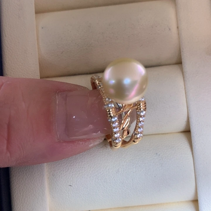 银S925镶嵌戒指海水珍珠