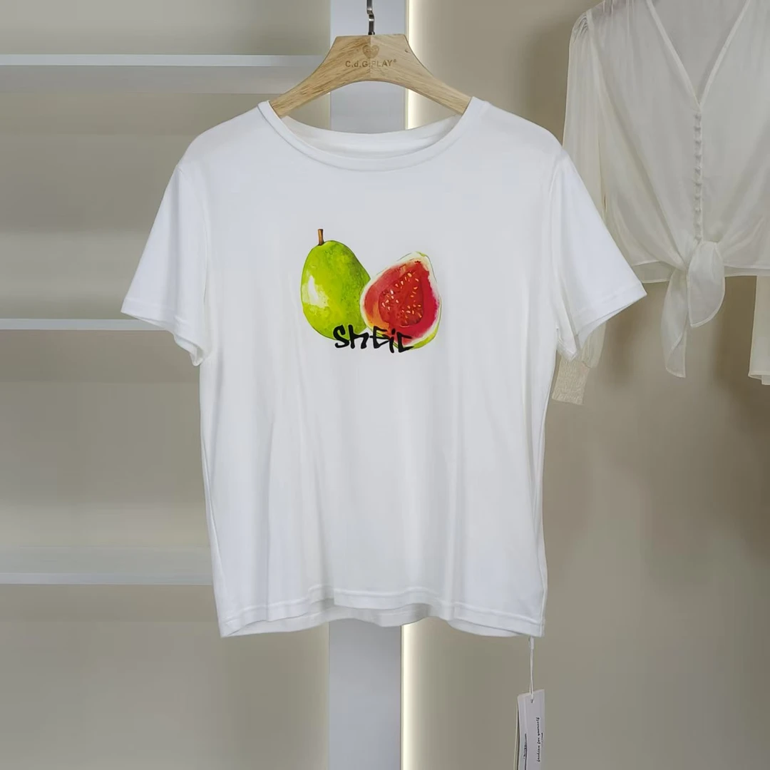 麦迪尚品【Miss-O】50421162棉休闲百搭短袖T恤夏季女装专柜撤柜