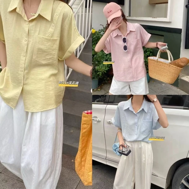薇莎8631【短袖衬衫】小众设计款短袖百搭气质衬衫