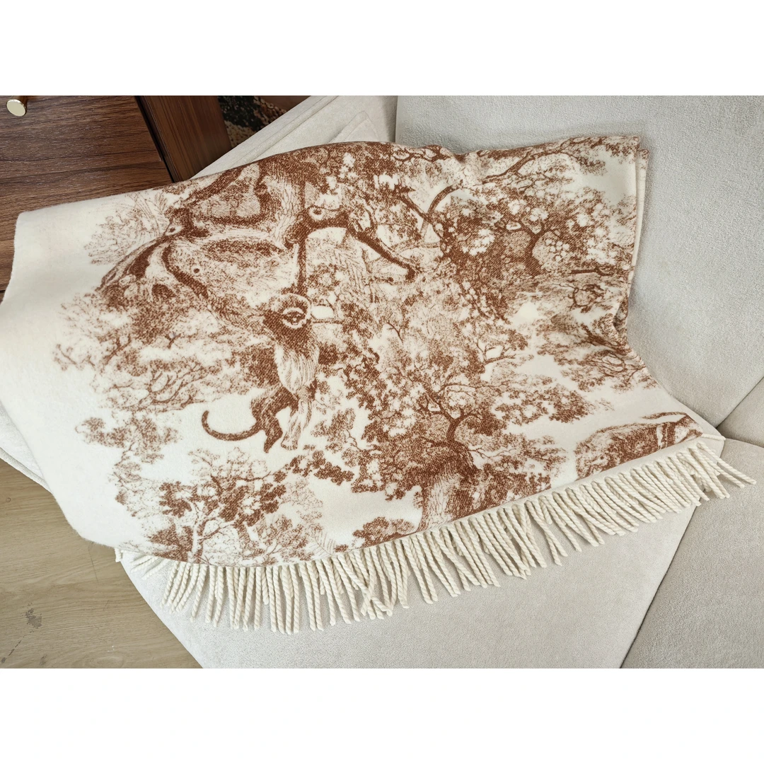 【雨林系列】印花羊毛盖毯披肩加厚保暖秋冬款150*200