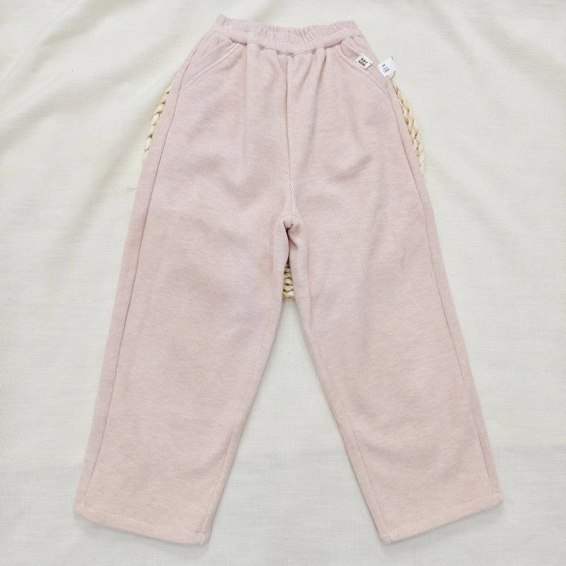 米乐熊儿童坑条糯米裤加绒保暖针织直筒裤长裤9911