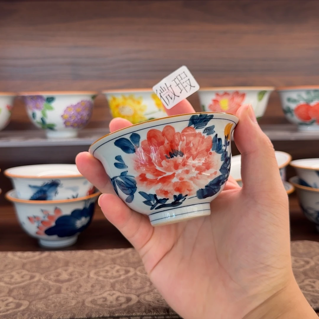 釉下手绘茶具微瑕
