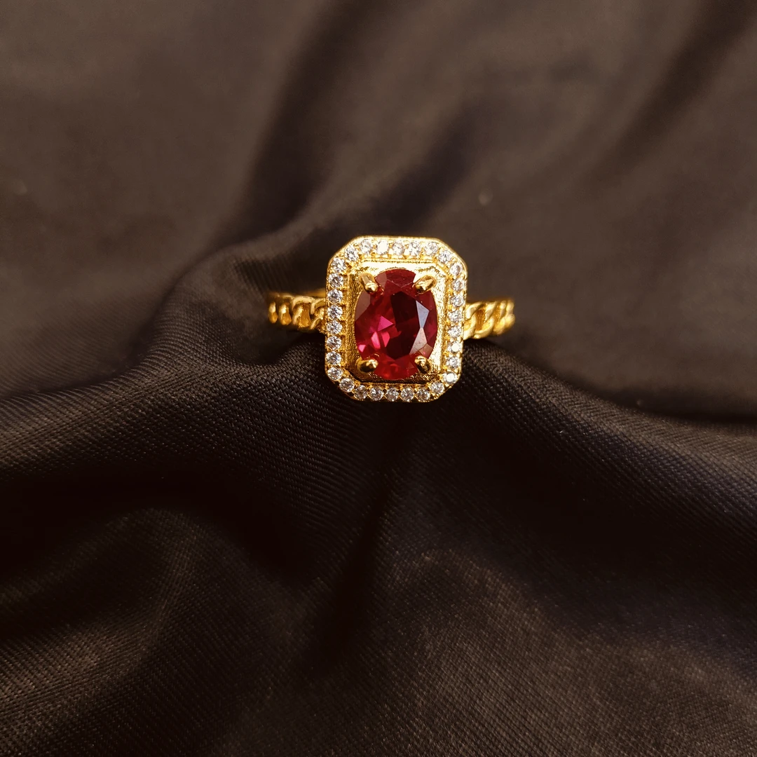 红宝石培育设计款轻奢戒指赠礼盒合金合成(多样性发) C01-155