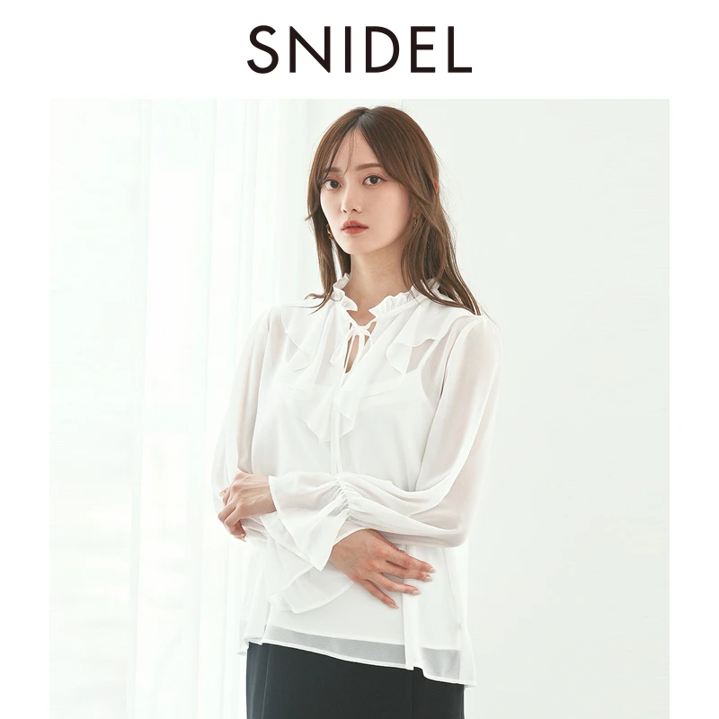 SNIDEL2025春夏新品优雅甜美长袖雪纺衬衫SWFB252039