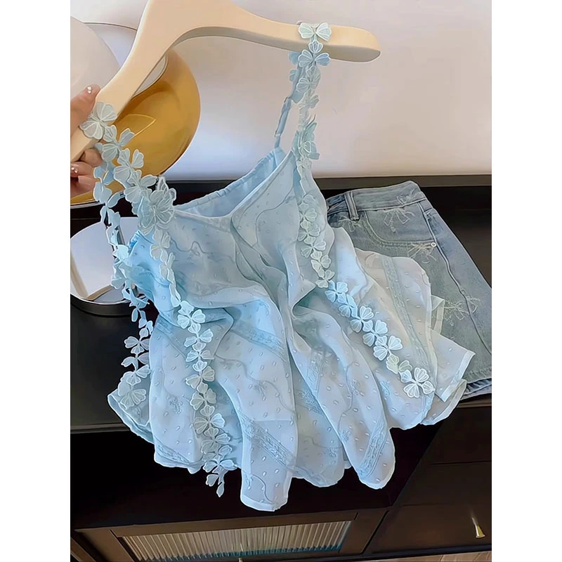 好听鸭高级感气质温柔风蕾丝吊带背心女夏季新款韩版宽松小个子上