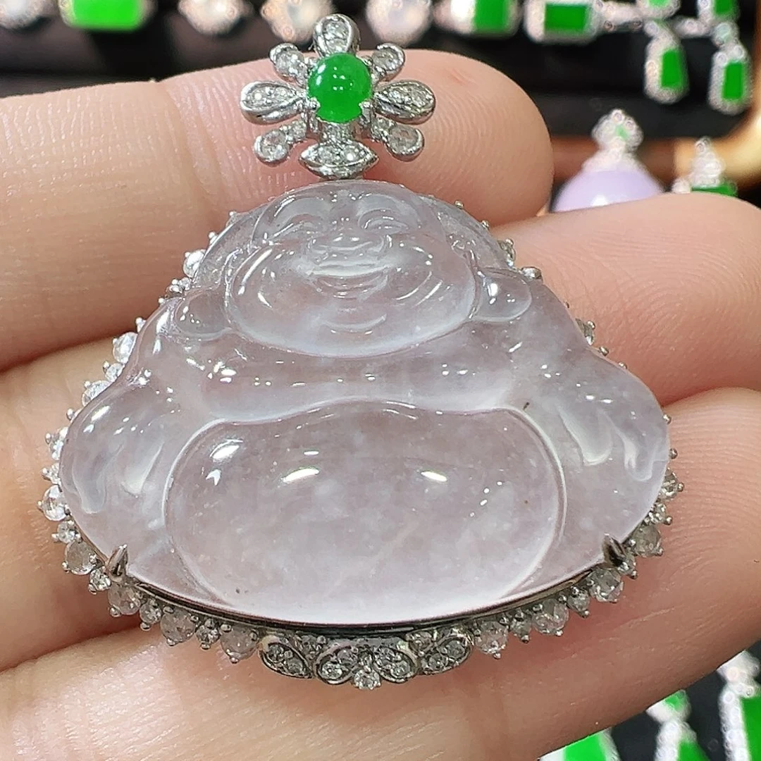 吊坠(不含链)18K金镶嵌翡翠