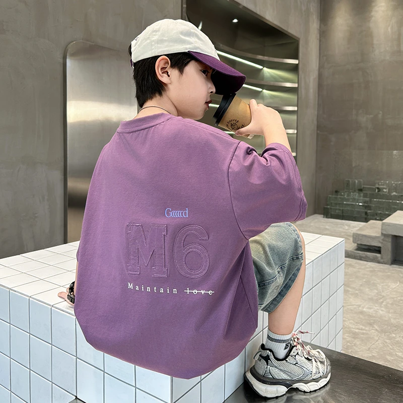 儿童装男童夏装洋气短袖T恤2025新款夏季中大童男孩夏款宽松速干t