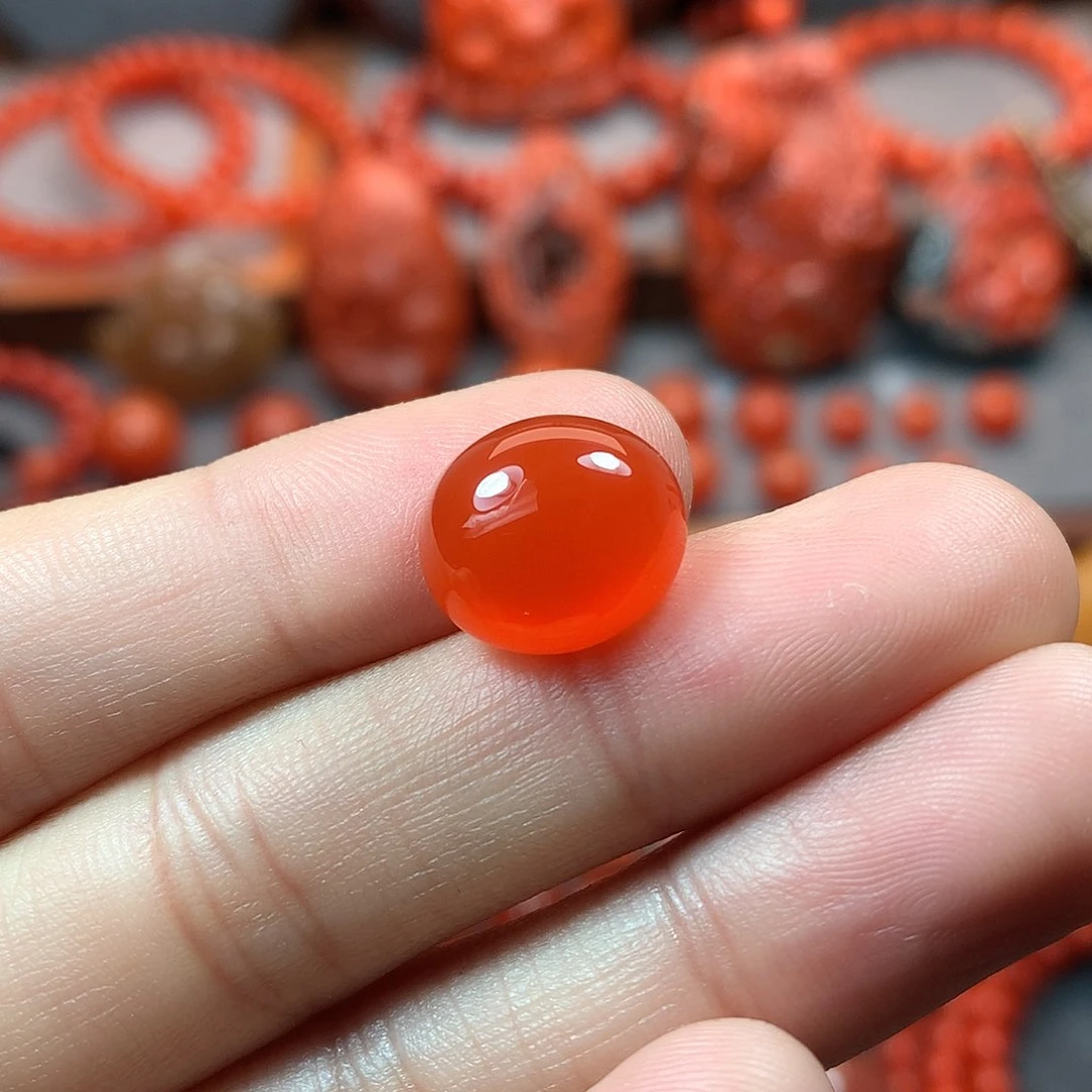 南红玛瑙冰红蛋面未镶嵌