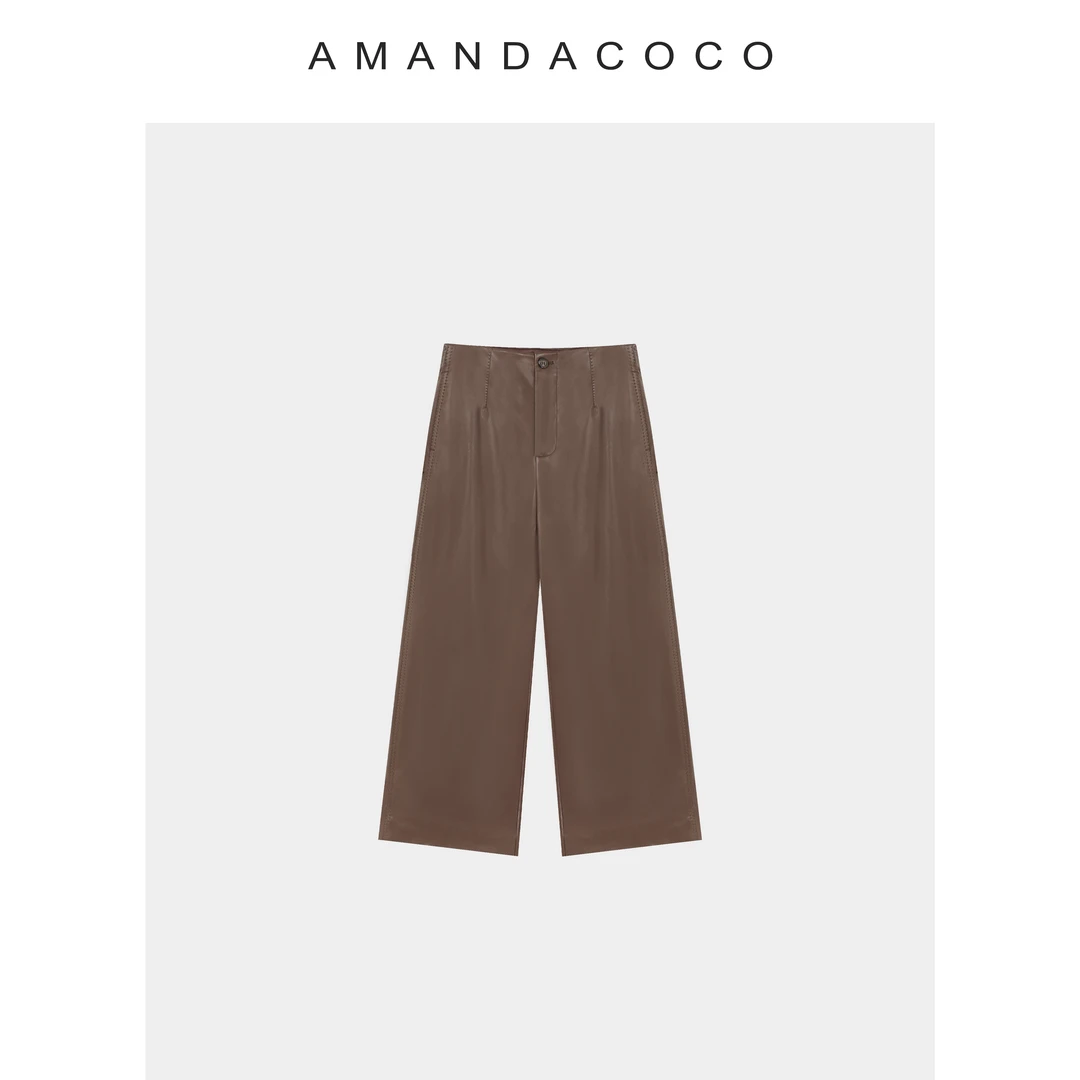 小有气场～25秋冬复古质感显瘦高腰直筒八分PU皮裤