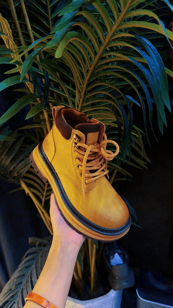 马丁靴新款5999修面皮中跟秋冬黄色百搭秋季马丁靴女英伦复古防滑