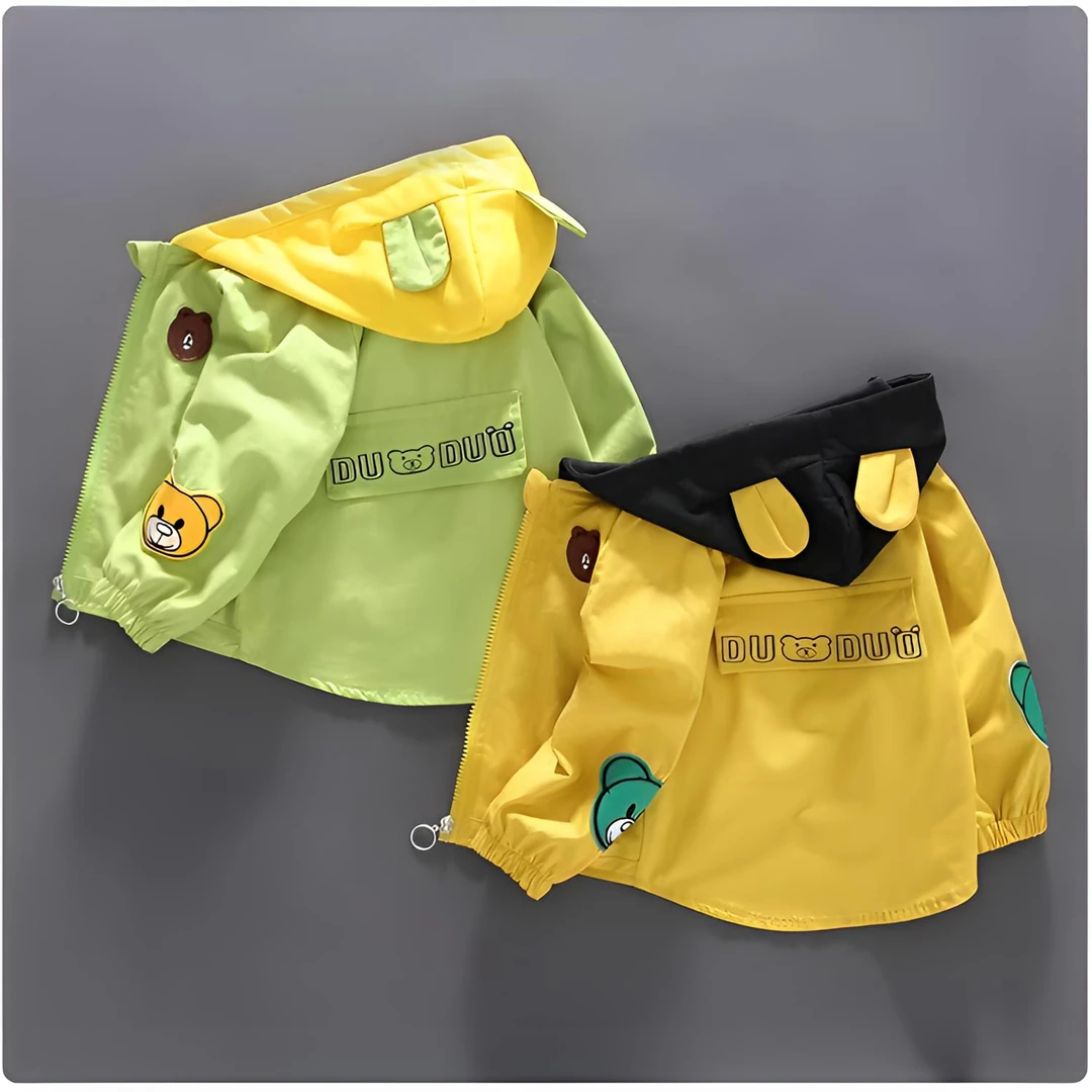 儿童外套春秋新款男宝宝童装婴儿上衣女童外穿洋气时髦拼接连帽春