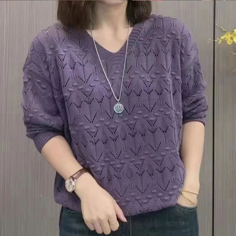 早秋春季新款时尚针织衫女士宽松遮肚子百搭打底毛衣纯色打底衫