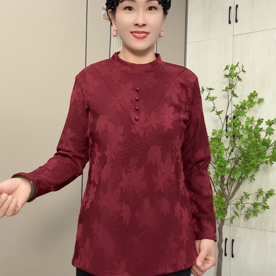 610秋季加绒一体绒妈妈打底衫