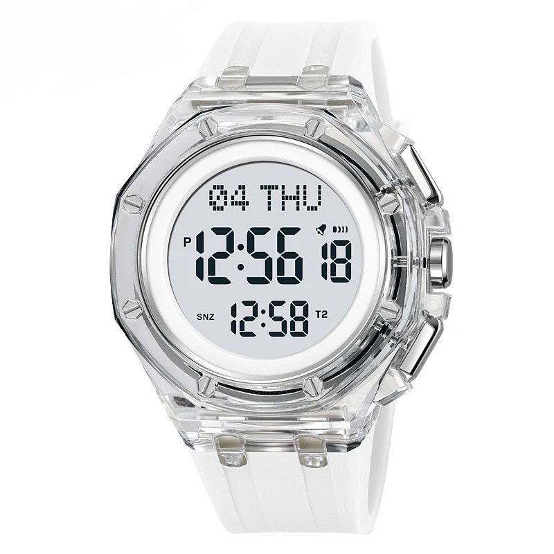 户外运动大表盘手表男款时尚夜光闹钟日历透明表壳炫酷学生电子表