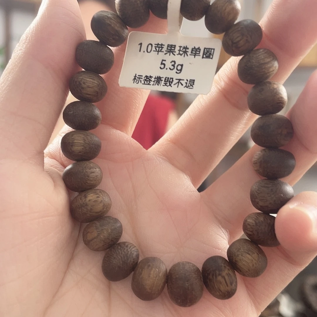 沉香手串单圈苹果珠5+