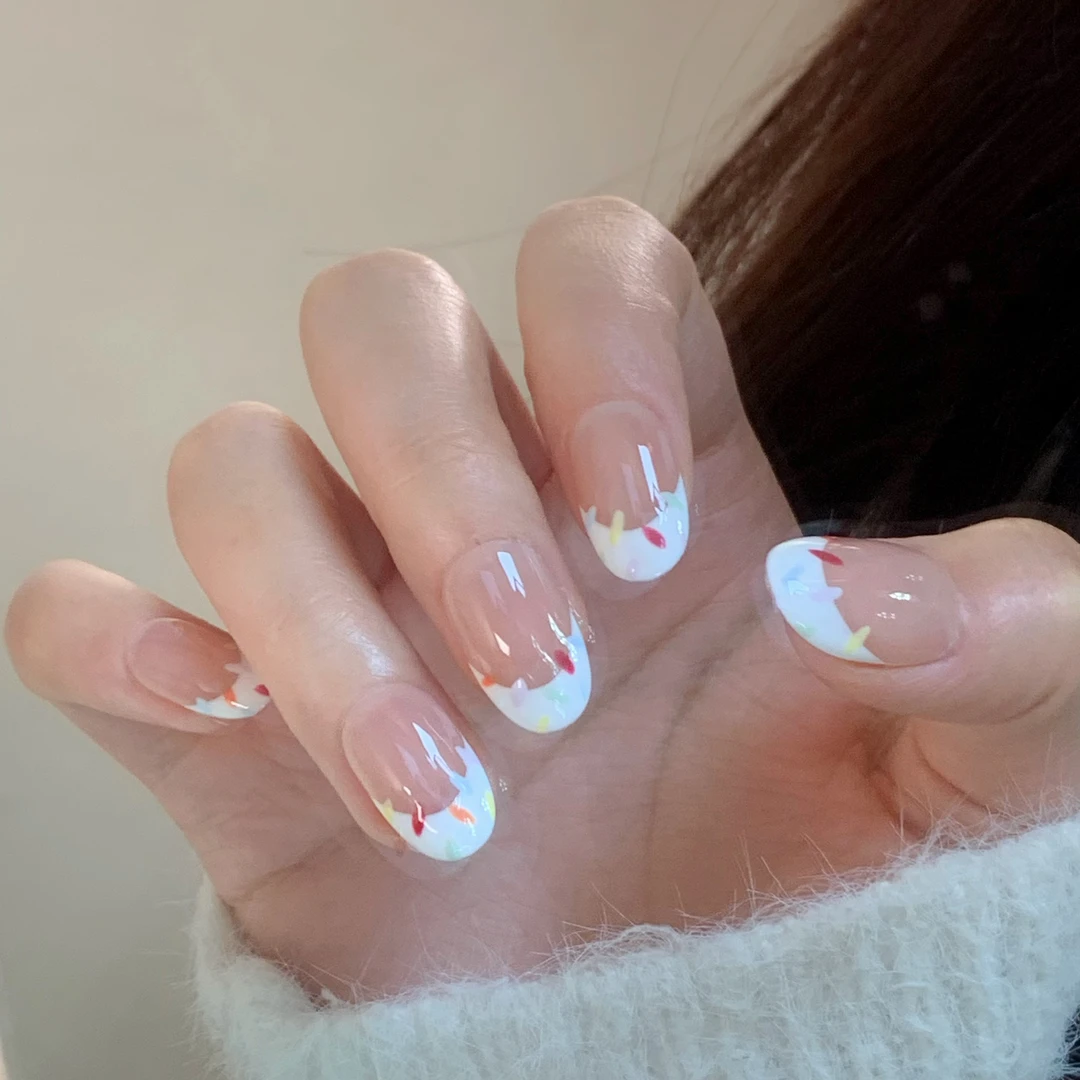 （预）夏日冰淇淋显白日常A167（主图短椭圆火爆款）高级穿戴美甲