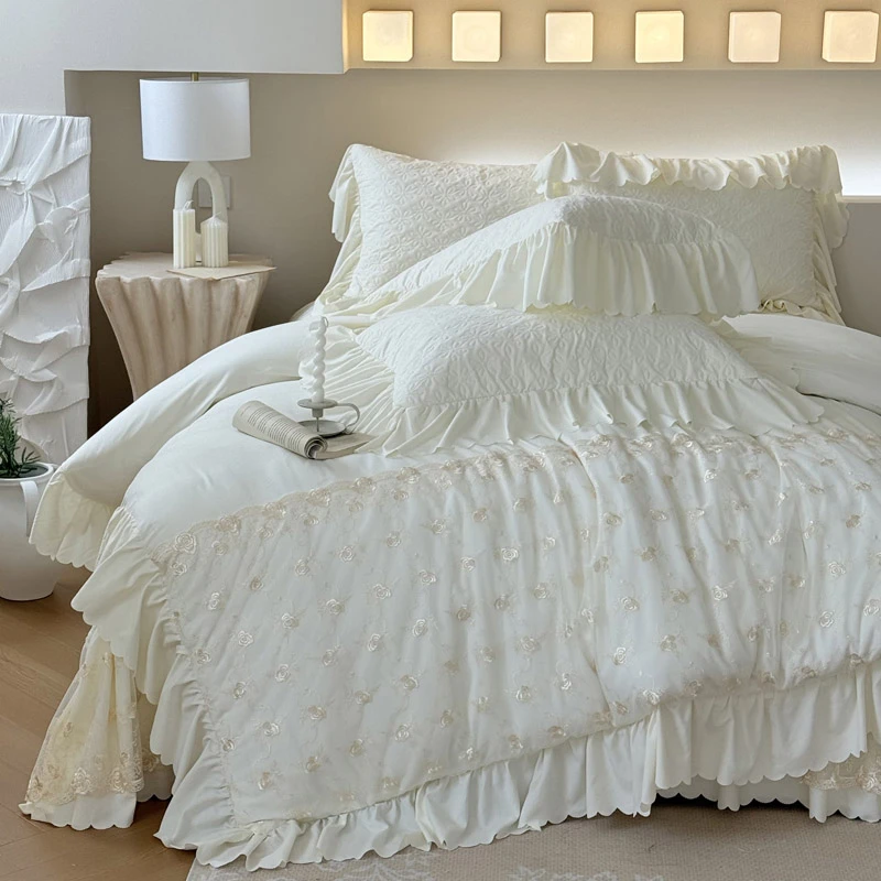 ☆欧式奢华高端洛可可花园系列水洗双层纱被罩四件套